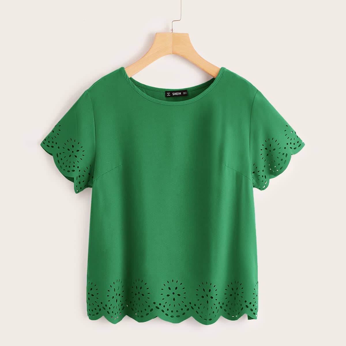 

Scallop Trim Laser Cut Top, Green bright