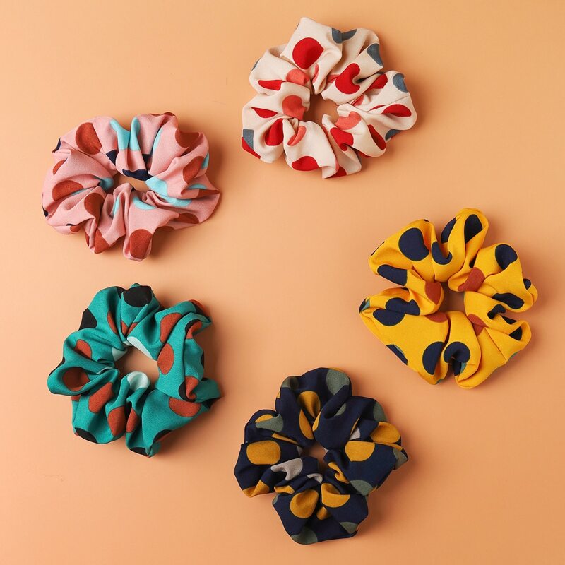 

5pcs Polka Dot Pattern Scrunchie, Multicolor