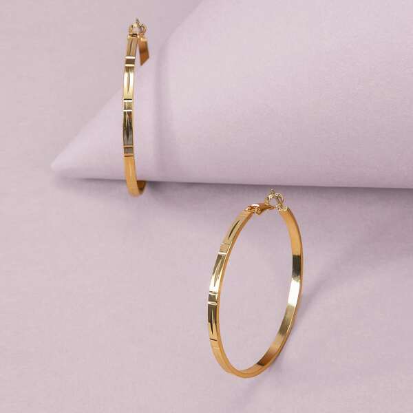 

1pair Engraved Medium Hoop Earrings, Gold