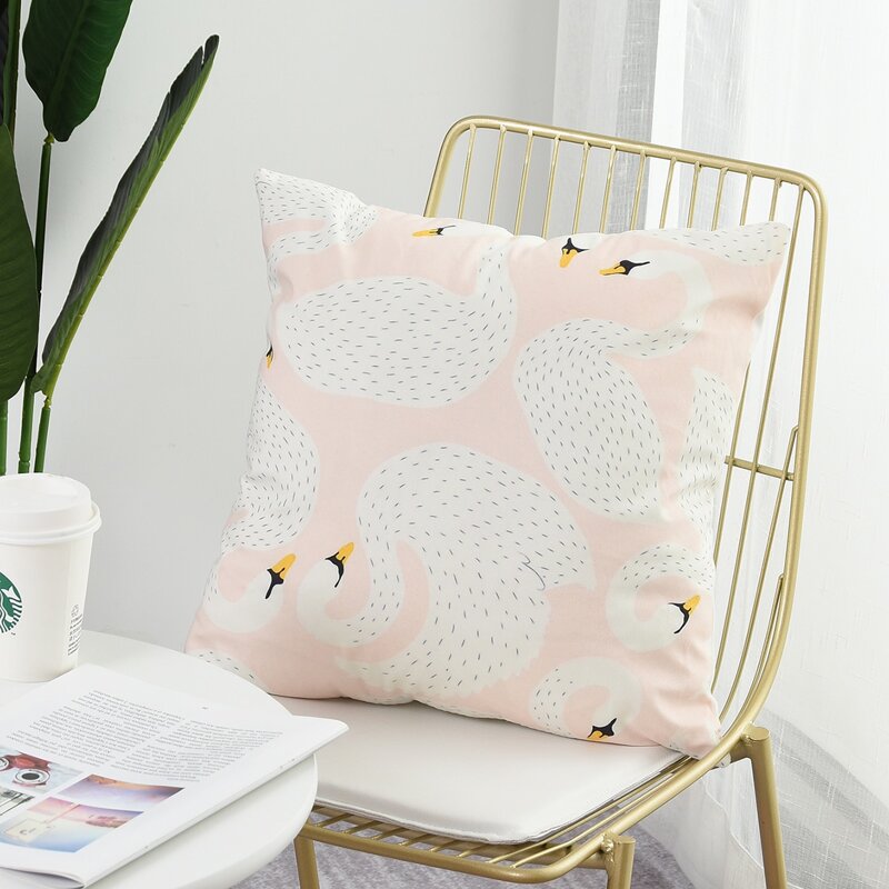 

Flamingo Print Cushion Cover Without Filler, Multicolor
