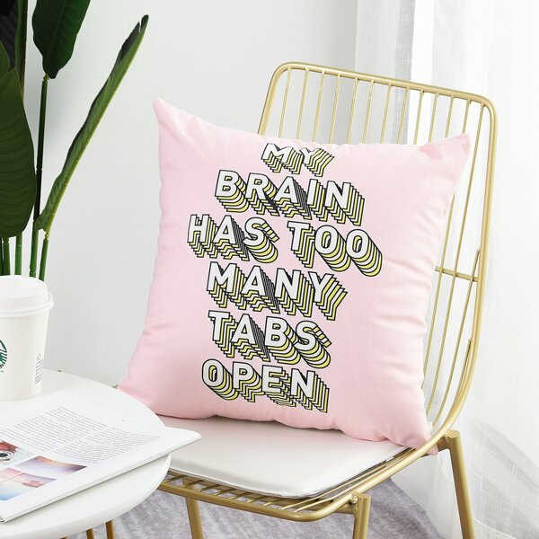 

Чехол подушки с текстовым принтом без наполнителя, Розовые