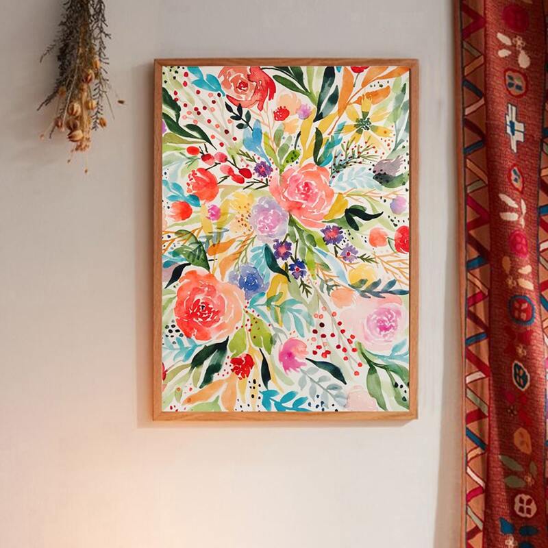 

Flower Pattern Wall Print Without Frame, Multicolor