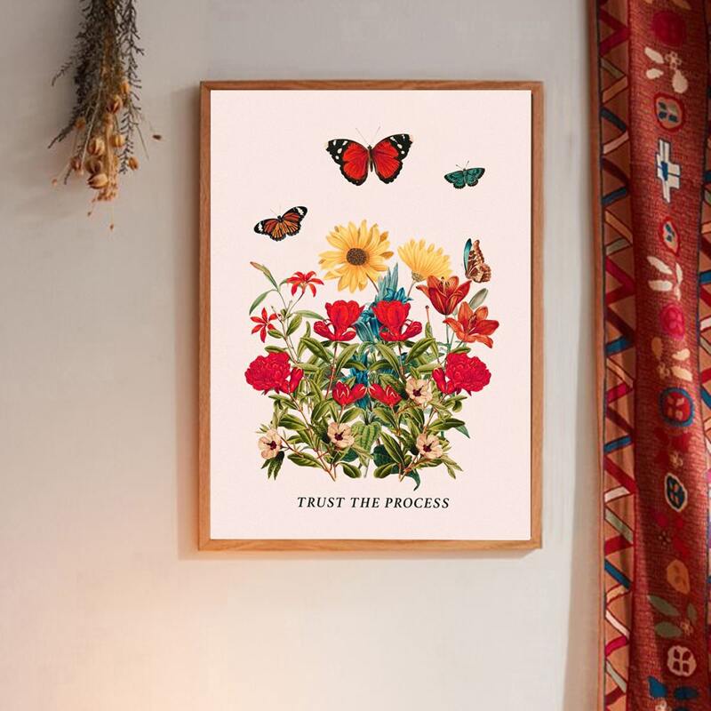 

Butterfly Print Wall Painting Without Frame, Multicolor