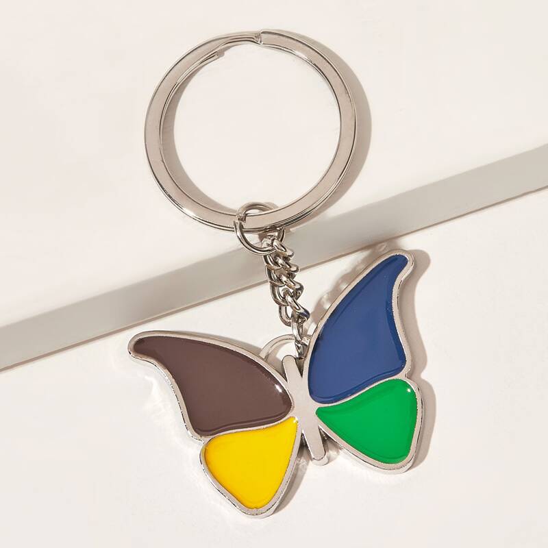 

Color Block Butterfly Charm Keychain, Multicolor