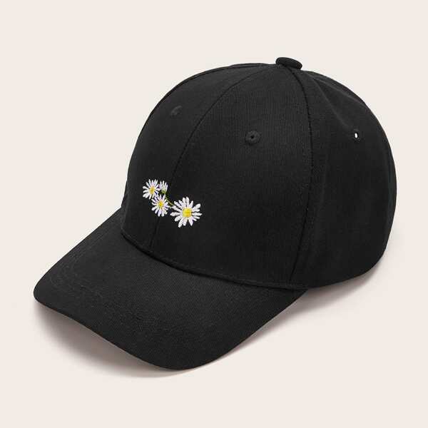 

Daisy Embroidered Baseball Cap, Black