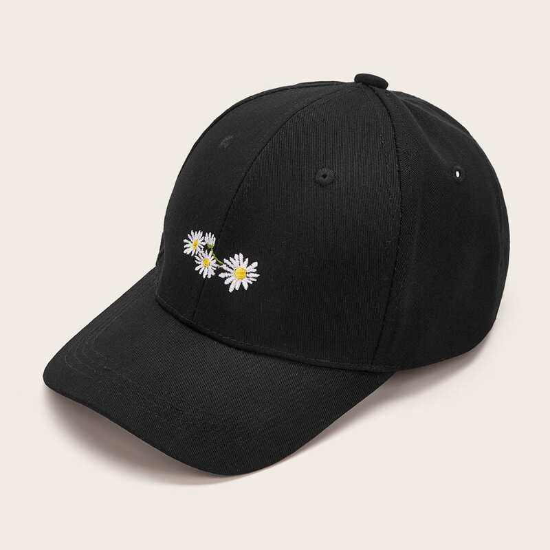 

Daisy Embroidered Baseball Cap, Black