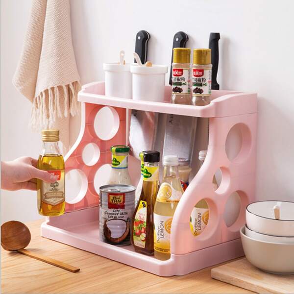 

1pc Double Layer Kitchen Storage Shelf, Multicolor