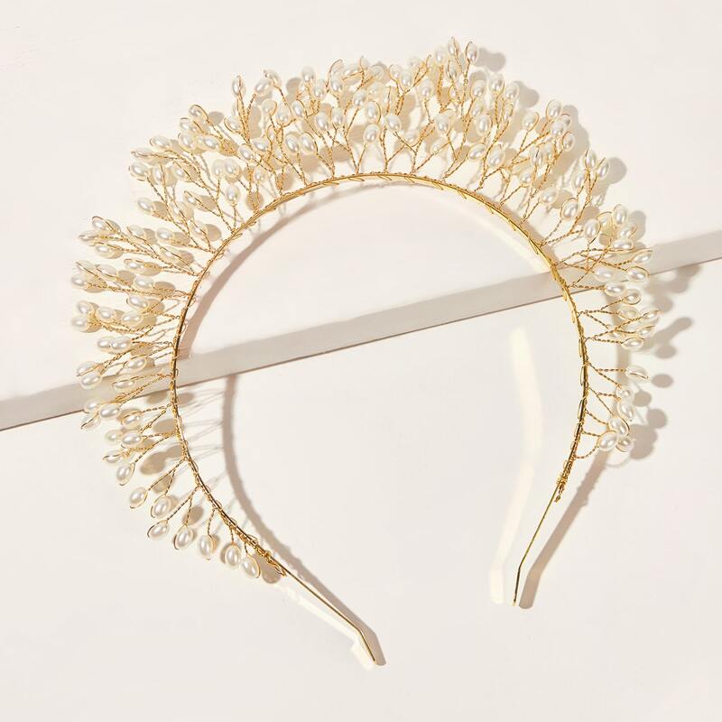 

Faux Pearl Decor Hair Hoop, White
