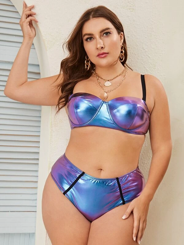 Plus size metallic bikini clearance