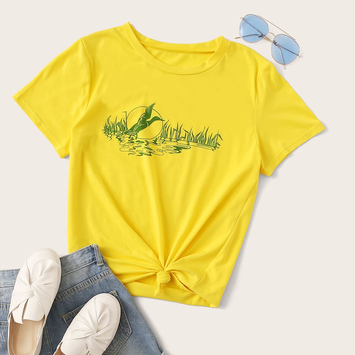 

Graphic Print Yellow Tee