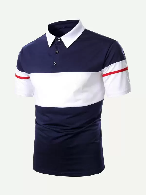 Camisa polo de hombres con costura | ROMWE Camisa polo de hombres con costura | ROMWE