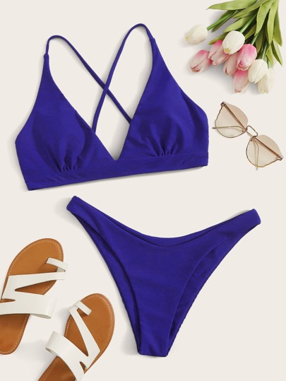 Criss Cross High Cut Bikini Swimsuit