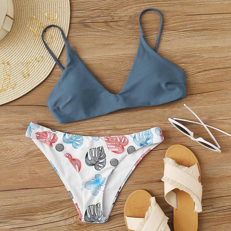 

Tropical Print Bikini Swimsuit, Multicolor