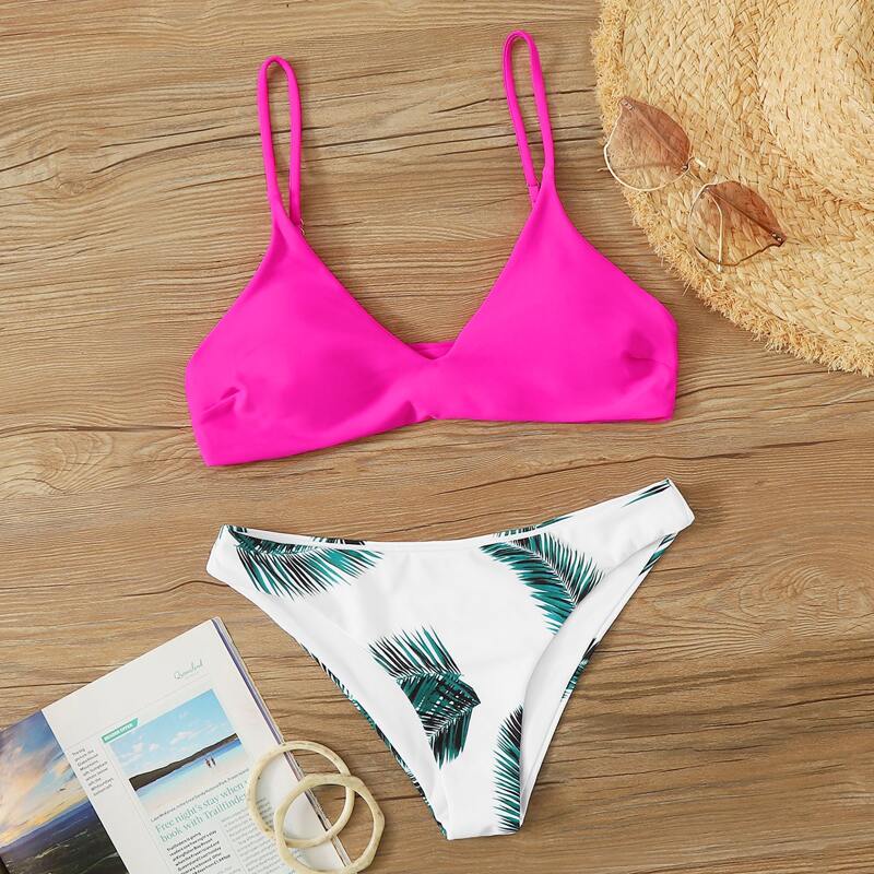 

Random Tropical Cami Bikini Swimsuit, Multicolor