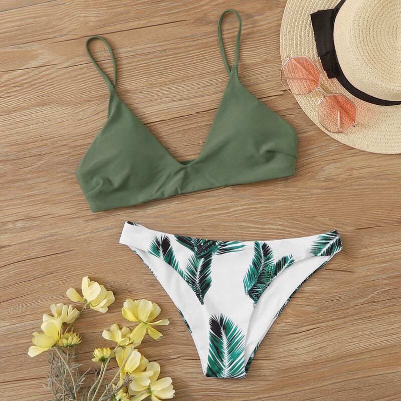 

Tropical Random Print Bikini Swimsuit, Multicolor