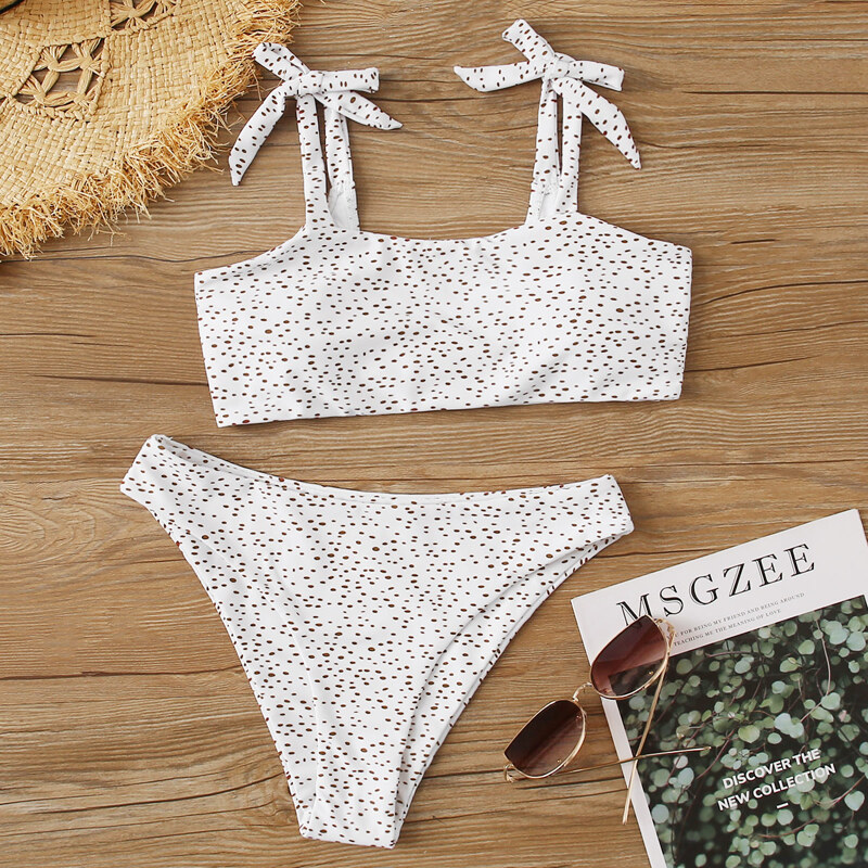

Dalmatian Self Tie Bikini Swimsuit, White