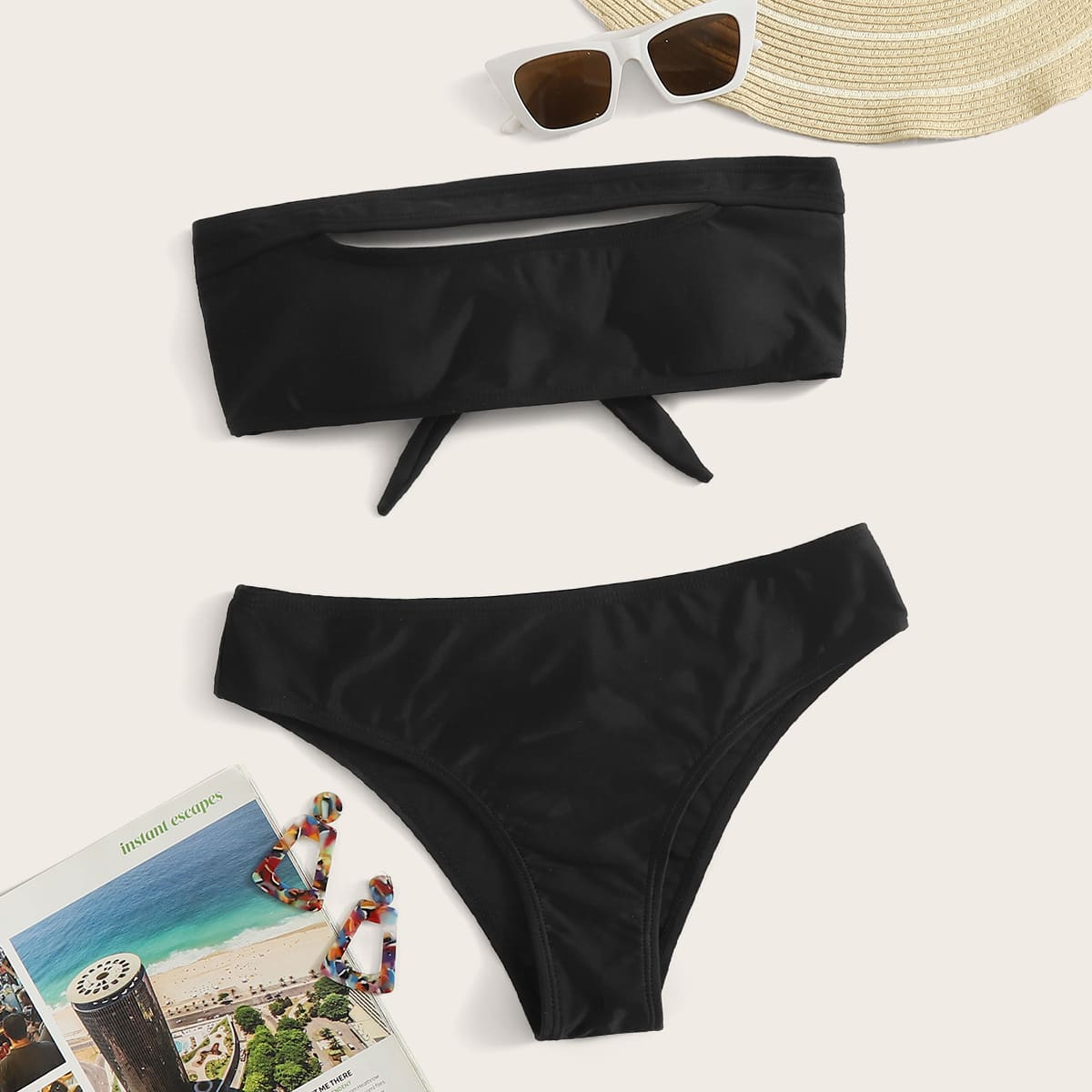 

Black Cutout Bandeau Bikini Swimsuit