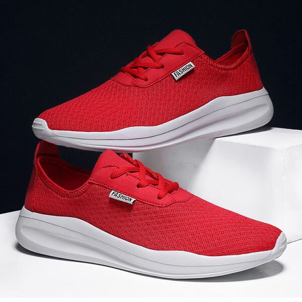 

Men Low Top Lace-up Sneakers, Red
