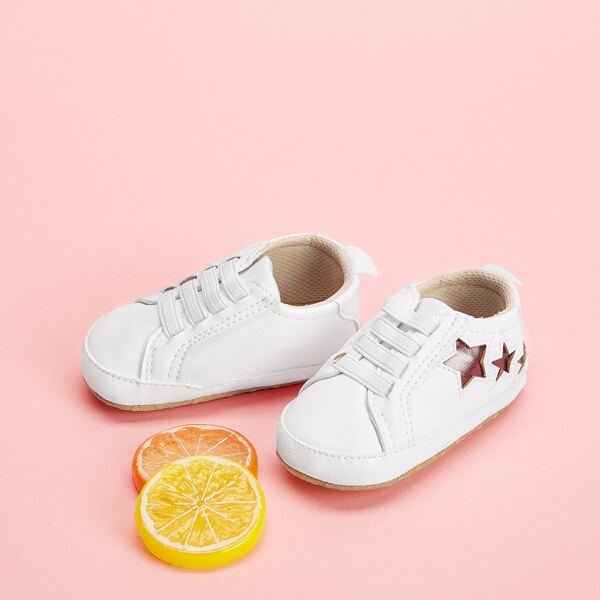 

Baby Girl Lace-up Front Star Pattern Sneakers, White