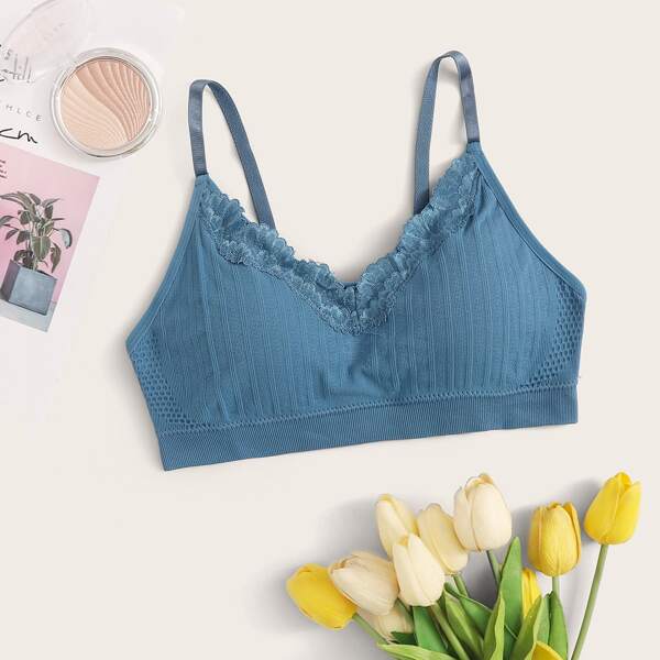 

Lace Trim Bralette, Blue