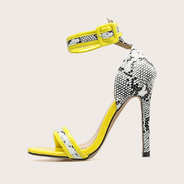 

Snakeskin Ankle Strap Stiletto Heels, Multicolor