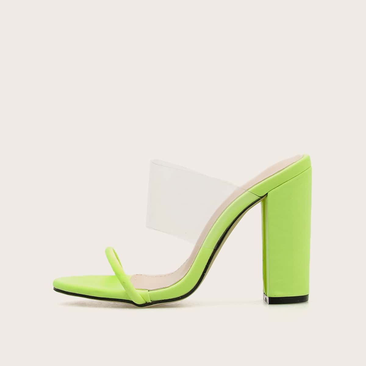 

Open Toe Chunky Heeled Mules, Green