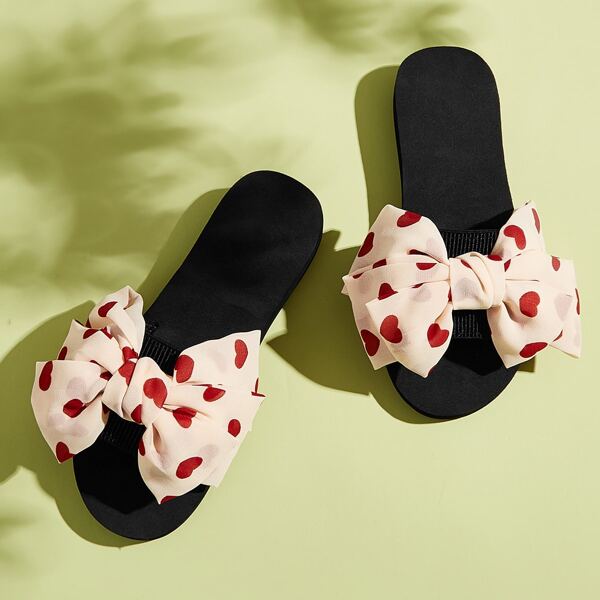 

Heart Pattern Bow Decor Sliders, Multicolor
