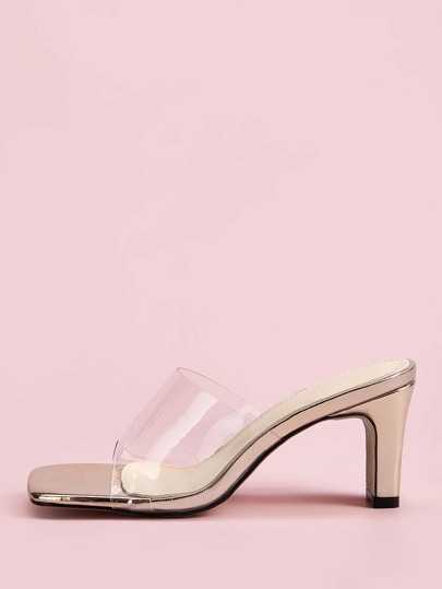 Clear Open Toe Heeled Mules