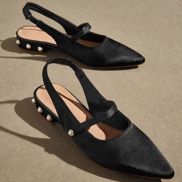 

Point Toe Slingback Flats, Black