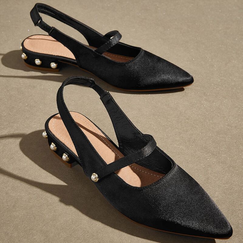 

Point Toe Slingback Flats, Black