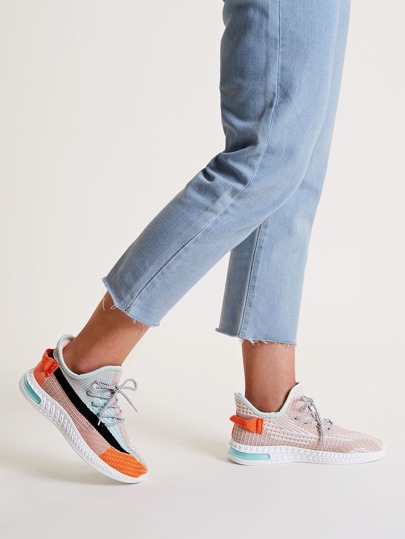 Colorblock Lace-up Wide Fit Sneakers