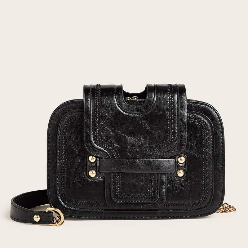 

Triple-compartment Crossbody Bag, Black