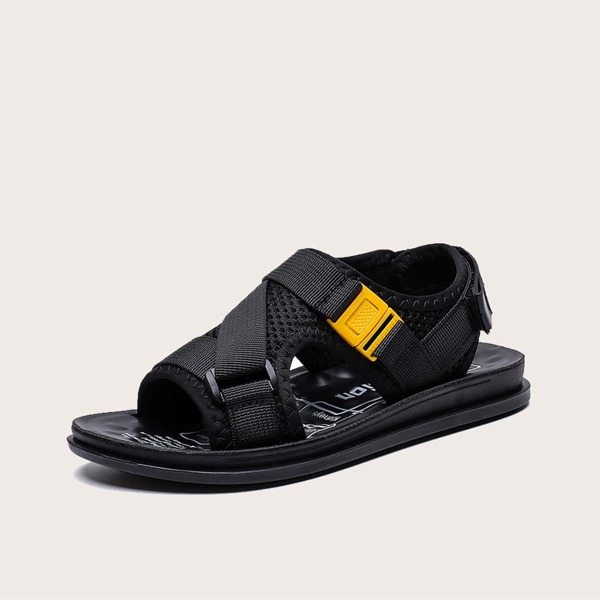 

Baby Boy Buckle Decor Slingback Sandals, Black