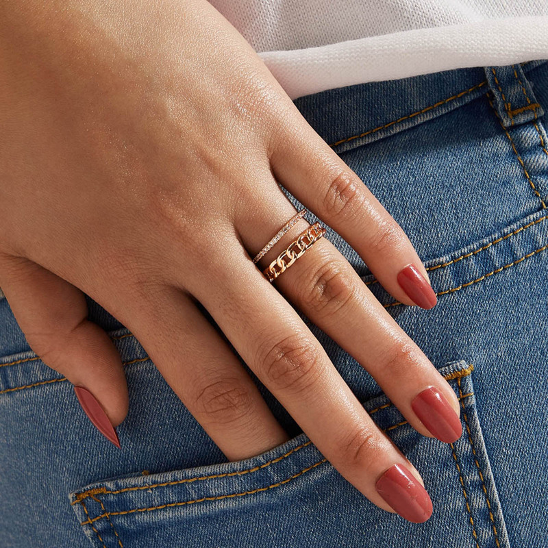 

1pc Chain Hollow Out Ring, Gold