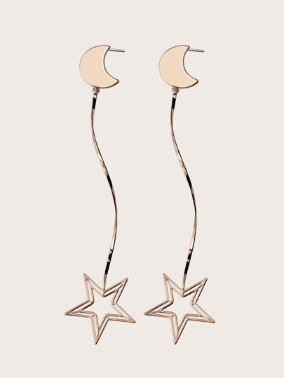 1pair Star & Moon Decor Drop Earrings