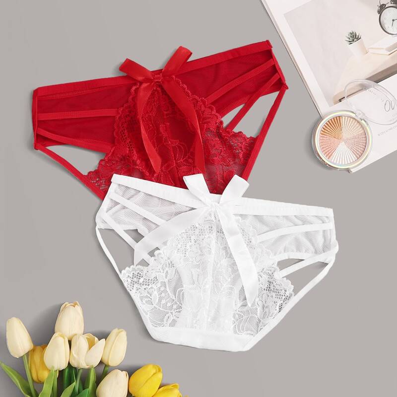 

2pack Floral Lace Cutout Panty Set, Multicolor