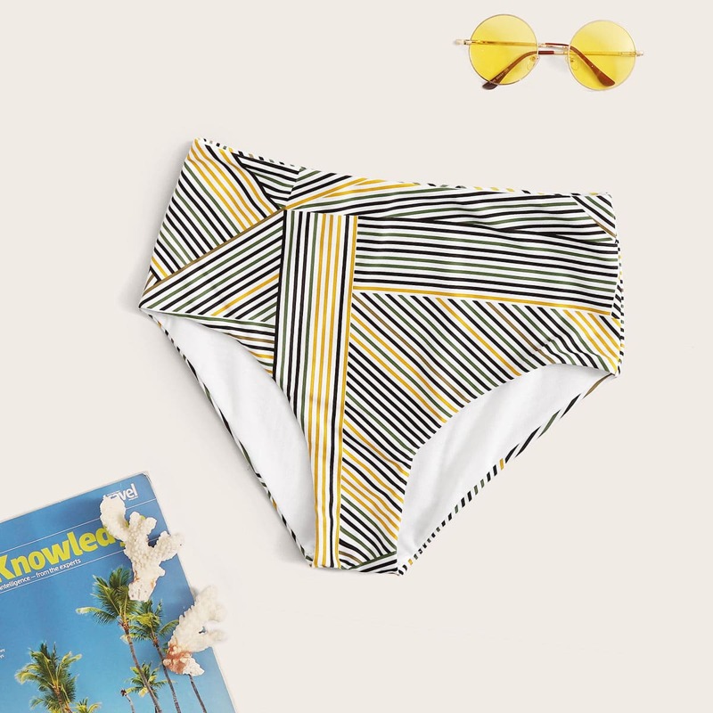 

Striped High Waisted Bikini Panty, Multicolor