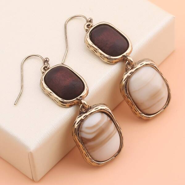 

1pair Geometric Drop Earrings, Multicolor