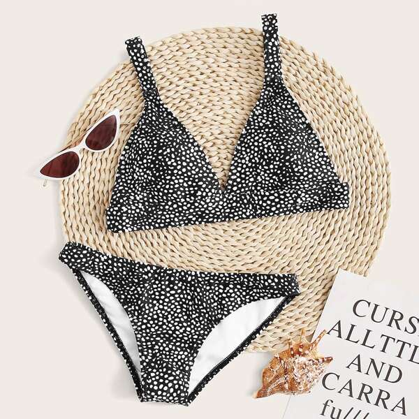 

Dalmatian Triangle Bikini Swimsuit, Black