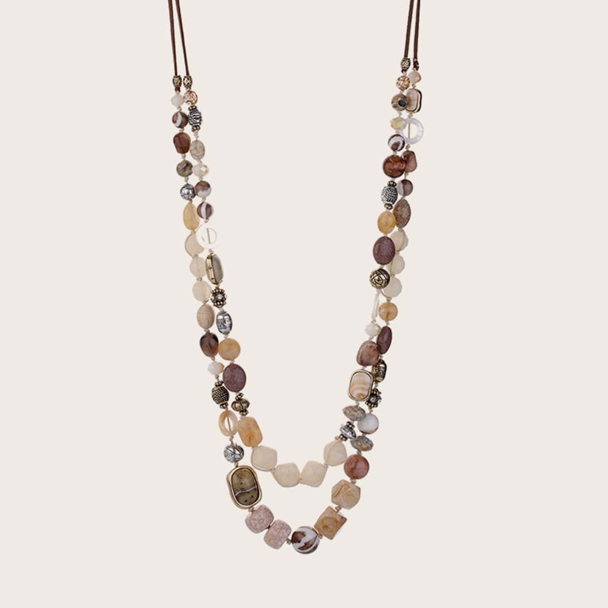 

1pc Vintage Beaded Necklace, Multicolor