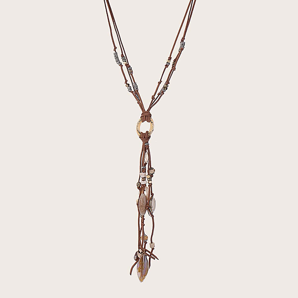 

1pc Tassel Charm Y Lariat Necklace, Multicolor