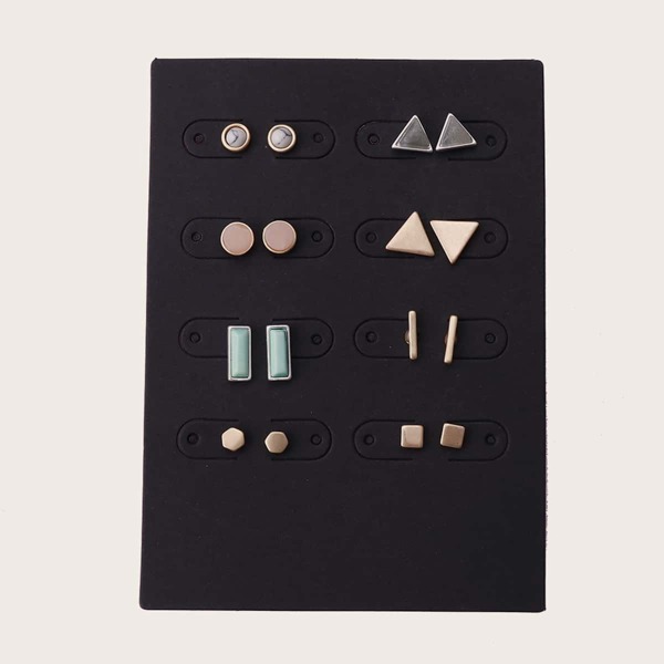 

8pairs Stone Decor & Geometric Earrings Set, Multicolor