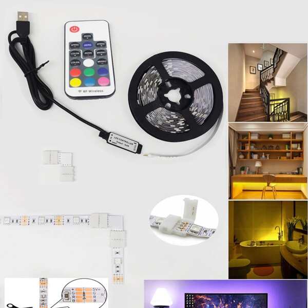 

1pc 7 Color Strip Light With Remote Control, Multicolor