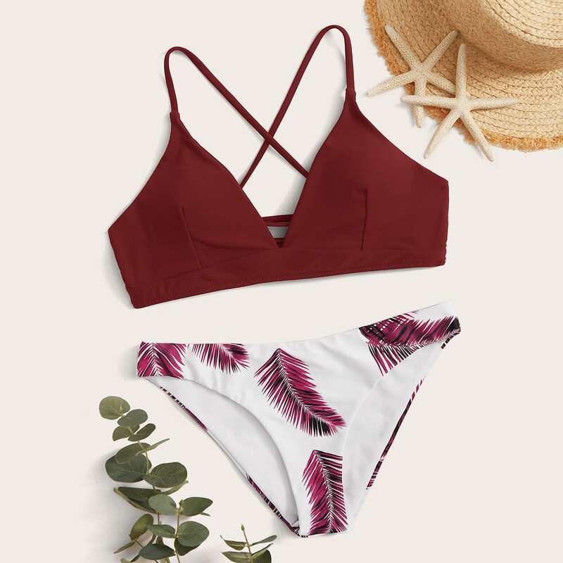 

Tropical Tie Back Bikini Swimsuit, Multicolor