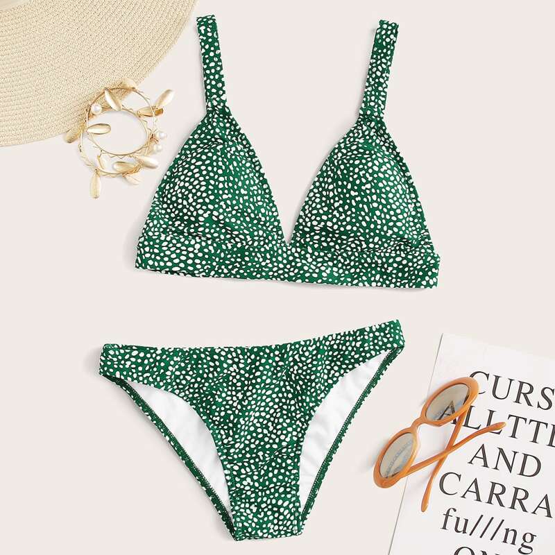 

Dalmatian Triangle Bikini Swimsuit, Green