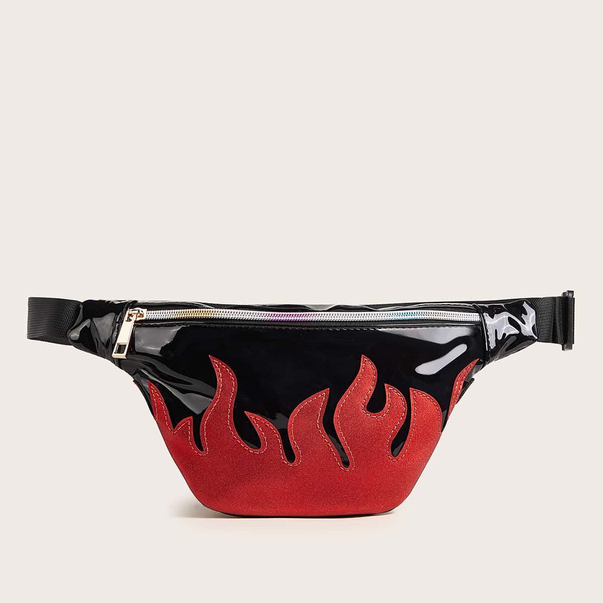 

Flame Pattern Zipper Front Fanny Pack, Multicolor