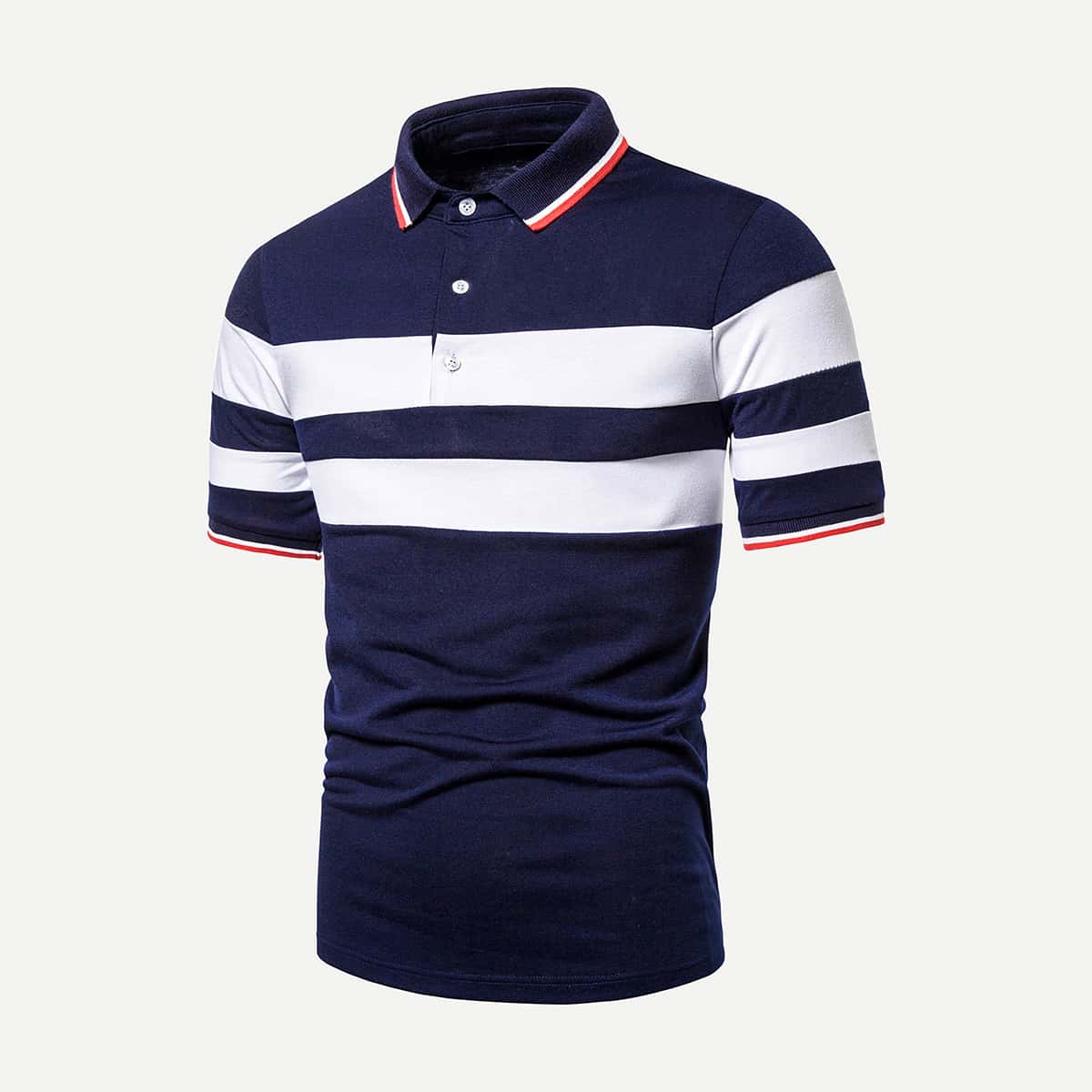

Guys Contrast Trim Color-block Polo Shirt, Navy blue