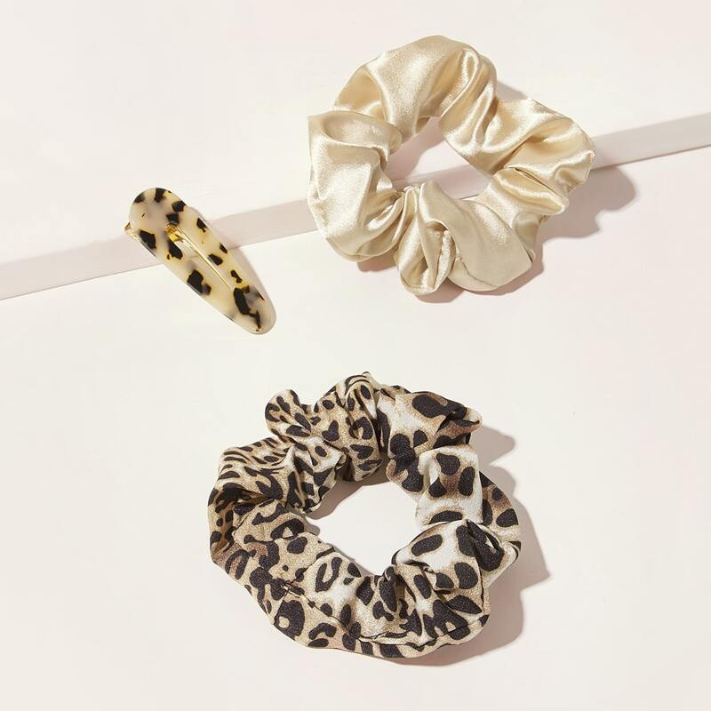 

3pcs Leopard Print Hair Accessory, Multicolor