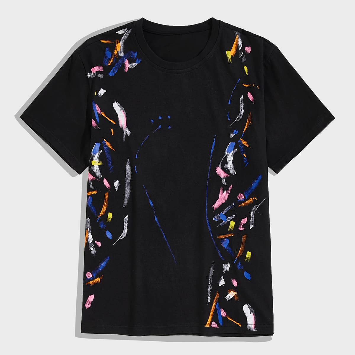 

Guys Paint Brush Print Tee, Black