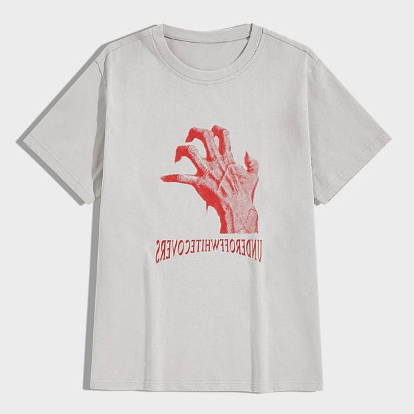 

Men Hand And Letter Graphic Tee, Grey